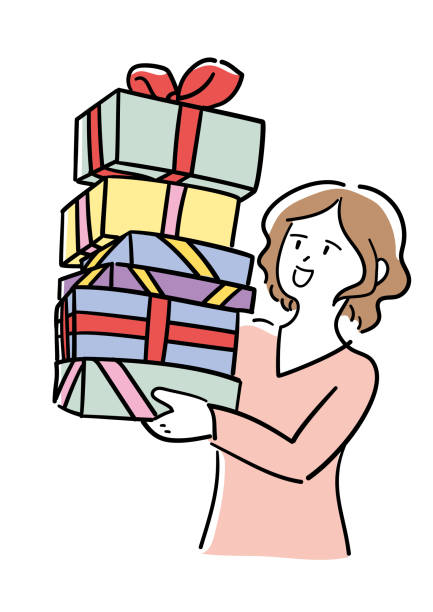 istock A woman looking happy with a lot of presents 1253949191