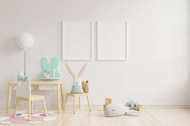 istock Interior mockup, kids room, wall frame mockup. 1253952813