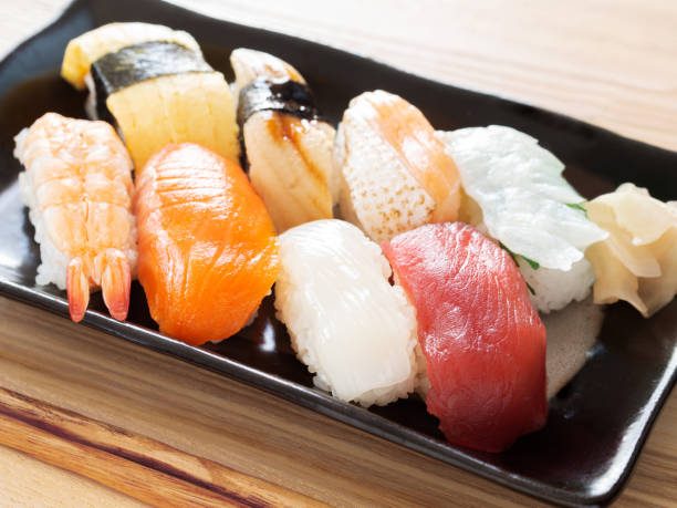 istock Nigiri zushi on a plate 1253954415
