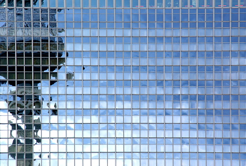 Berlin Alexanderplatz, Germany. Reflection of the television tower in a glass facade