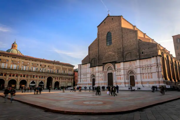 Piazza Maggiore, Basilica of San Petronio Bologna Italy