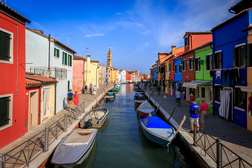 Sea Canal in Burano, Venice Italy