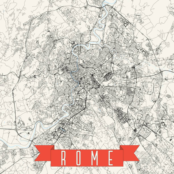 rzym, włochy vector mapa - ciampino airport stock illustrations