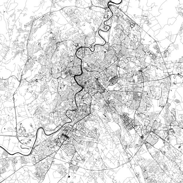 Rome, Italy Vector Map Topographic / Road map of Rome, Italy. Original map data is open data via © OpenStreetMap contributors roman empire vector stock illustrations