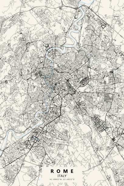 illustrations, cliparts, dessins animés et icônes de rome, italie vector map - imperial italy rome roman forum