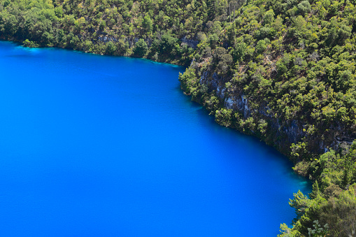 The Blue Lake is a Natural Feature at Mount Gambier, South Australia. The water naturally changes colour from a Deep Blue in Winter to a Light Blue in Summer. Canon 5DMkii Lens EF70-200mm f/2.8L USM ISO 50