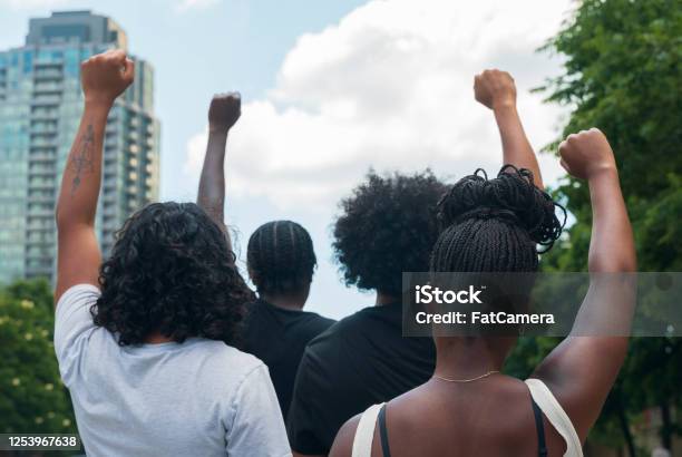 Group Of African American People Protest Stock Photo - Download Image Now - Anti-racism, Protest, African-American Ethnicity