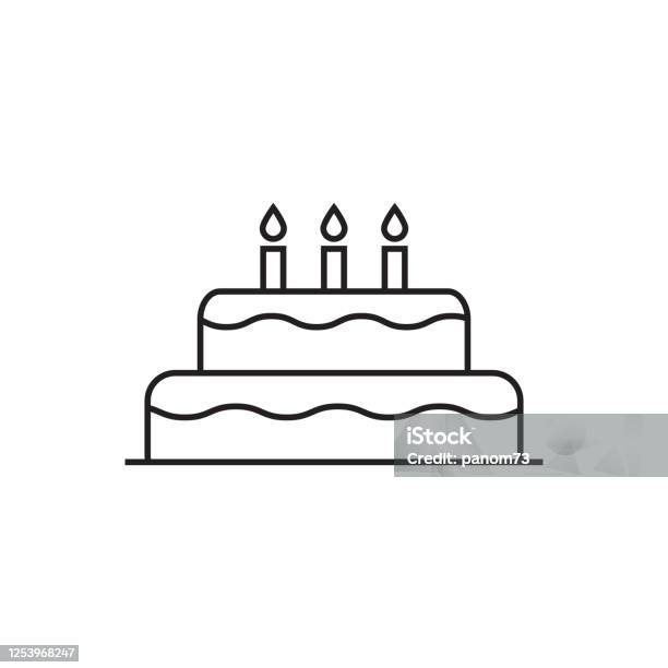 Grafik Tasarım Logo Web Sitesi Sosyal Medya Mobil Uygulama Ui Illüstrasyon Için Üç Mumile Doğum Günü Pastası Vektör Simgesi Doğum Günü Kutlaması Stok Vektör Sanatı & Atıştırmalıklar‘nin Daha Fazla Görseli