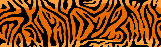 istock Animal skin print, seamless texture. Tiger fur, orange stripes pattern. Safari repeating background. Vector 1253970331