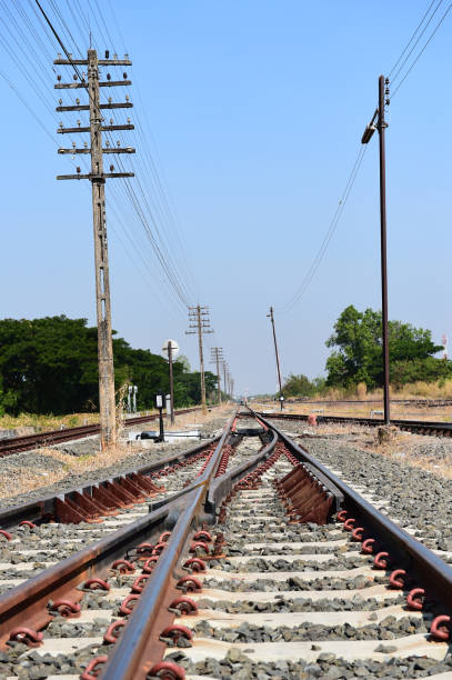 istock Railway or railroad tracks 1253975466