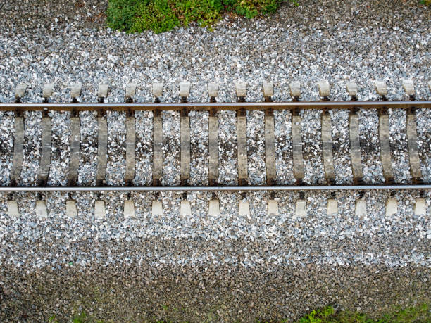 istock Background with gravel and railroad line 1253976592