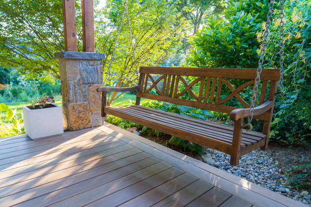 istock Relaxing porch swing right before sunset 1253977610