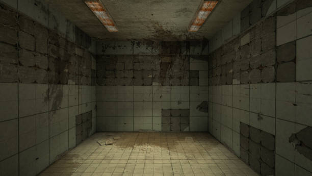 istock The interior design of horror and creepy damage empty room., 3D rendering. 1253979215