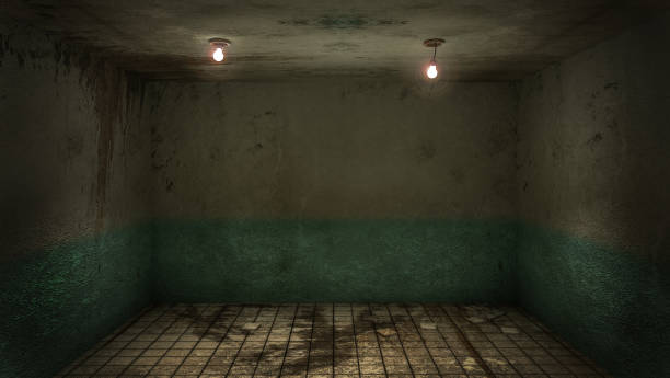istock The interior design of horror and creepy damage empty room., 3D rendering. 1253979229
