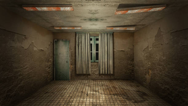 istock The interior design of horror and creepy damage empty room., 3D rendering. 1253979232