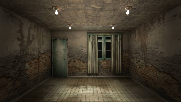 istock The interior design of horror and creepy damage empty room., 3D rendering. 1253979236