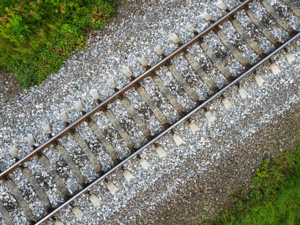 istock Background with gravel and railroad line 1253982016