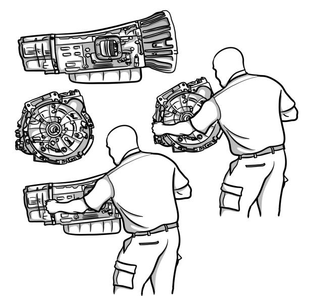 mechanik skrzyni biegów warsztatu - white background equipment work tool workshop stock illustrations