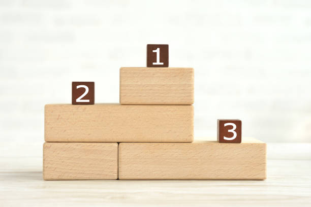 istock Podium composed by wooden blocks 1253986454