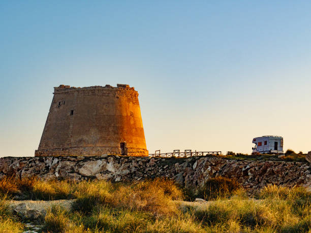 istock Camper at Mesa Roldan tower, Spain 1253989281