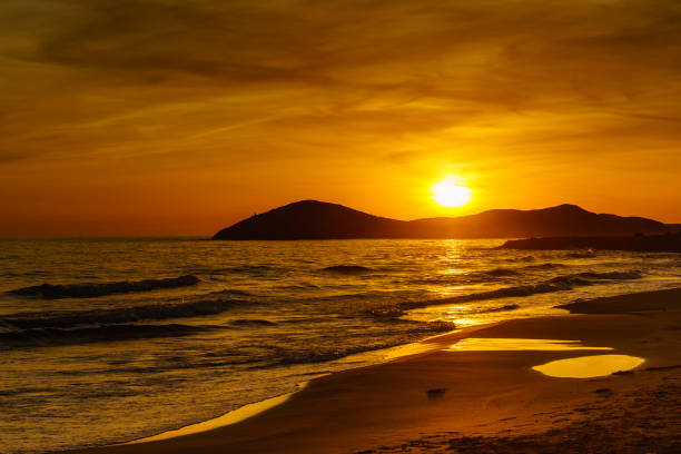 istock Sunset over sea, Calblanque beach, spain 1253990043