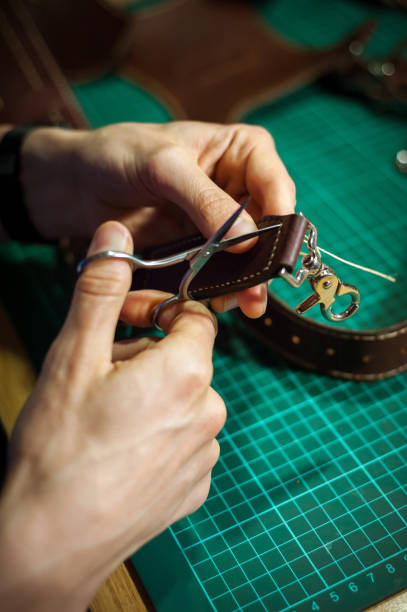 istock Production of leather products, close up. 1253990130