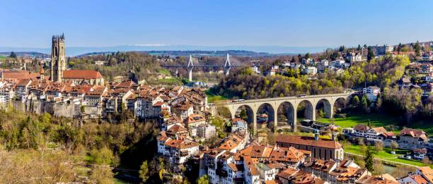 Panorama of Fribourg Switzerland The old town of Fribourg Switzerland fribourg city switzerland stock pictures, royalty-free photos & images