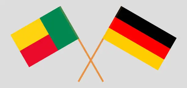 Vector illustration of Crossed flags of Benin and Germany