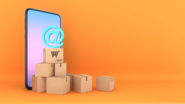istock Many Paper boxes appeared and @ symbol from smartphones screen. 1253998015