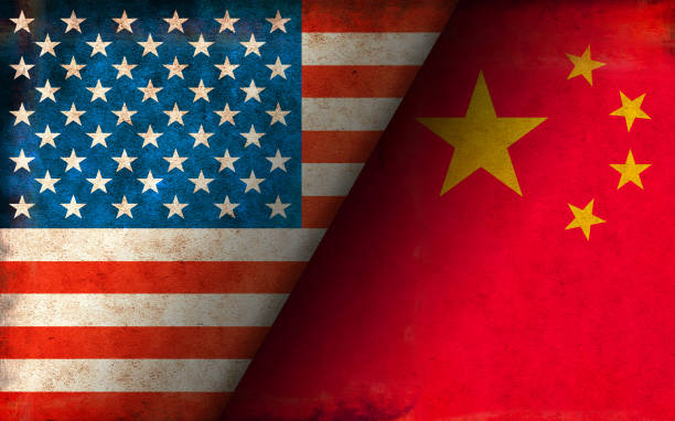 istock Grunge country flag illustration / China vs USA (Political or economic conflict) 1253998161