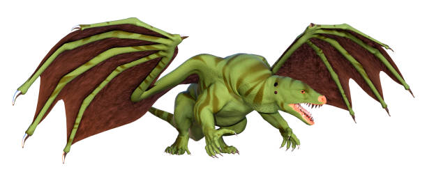 istock 3D illustration fantasy dragon on white 1253999534
