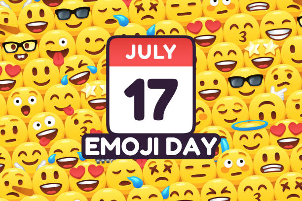 July 17 Emoji day greeting card vector art illustration