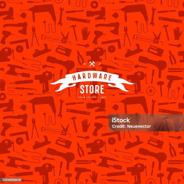 Seamless Pattern And Emblem For Hardware Store Stock Illustration ...