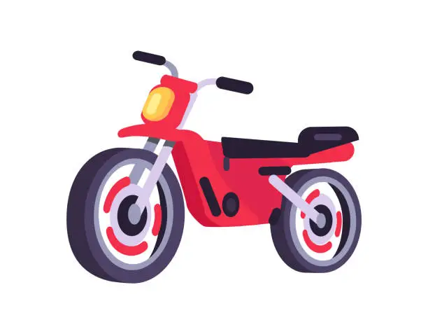 Vector illustration of Red Motorbike Stylish Motor Scooter Transport Item