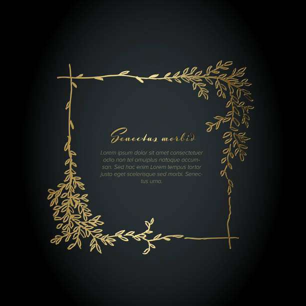 Minimalist golden square floral flyer Golden flower square frame illustration template made from various flowers - funeral card template consoling stock illustrations