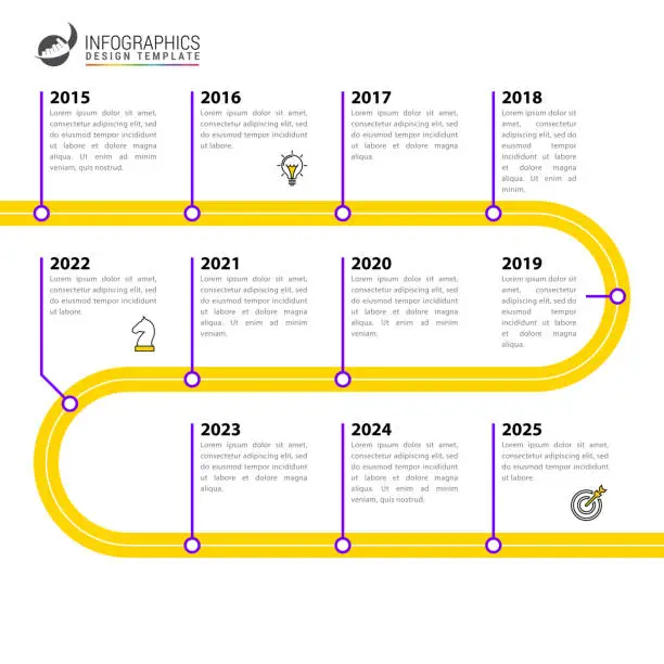 Vector illustration of Infographic design template. Timeline concept with 11 steps