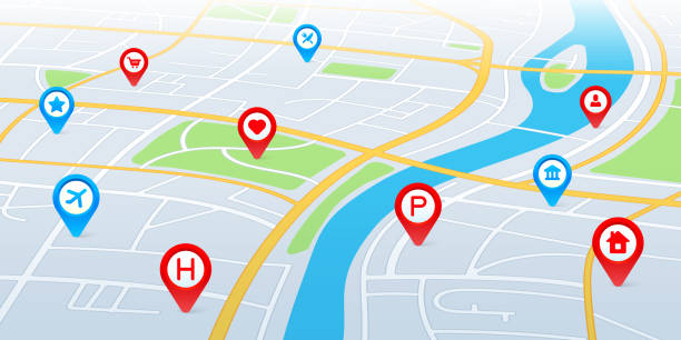 istock City map in perspective. Gps navigation route with pointers and pins. Infrastructure, town geo locations vector concept. 1254016281