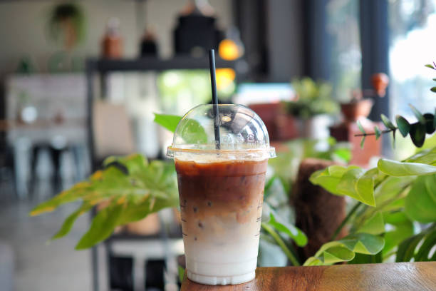 istock A plastic glass of iced coffee latte; upper layer is espresso shot and lower layer is fresh milk. 1254016625