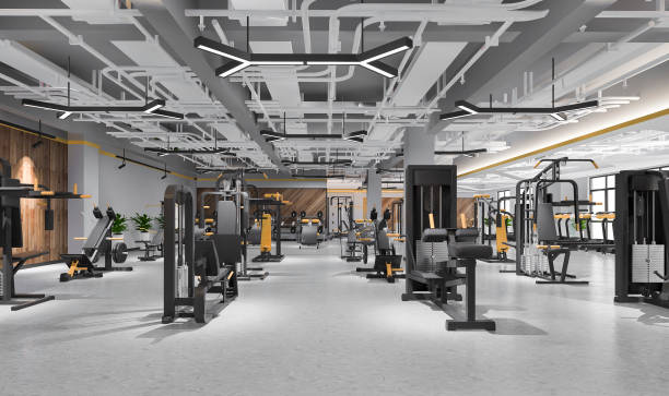 istock 3d rendering modern loft gym and fitness 1254017815
