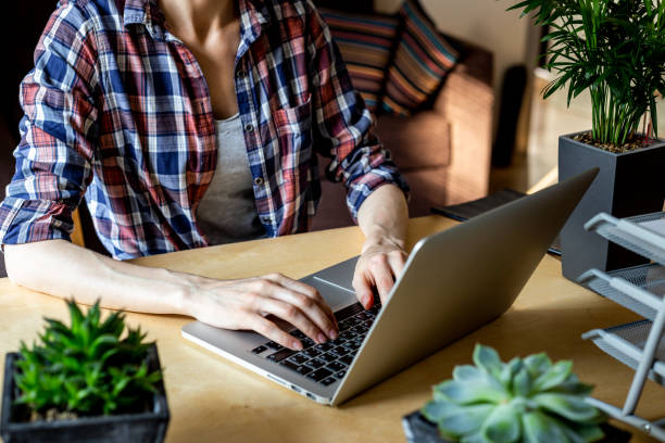 istock Woman working on a laptop from home 1254022600