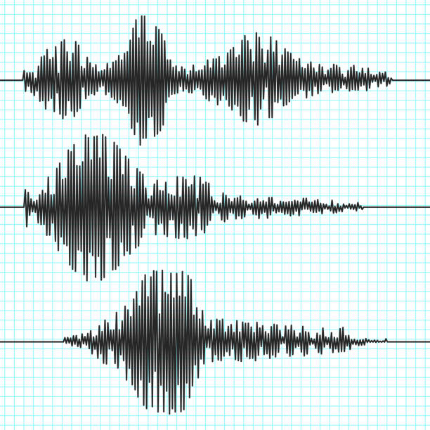 周波数地震計波、地震計、地震グラフ。地震波ベクトルセット - geological feature audio点のイラスト素材／クリップアート素材／マンガ素材／アイコン素材