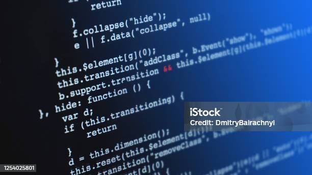 Programming Html Application Code Running Down A Computer Screen Stock ...