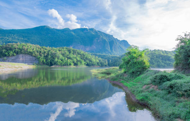 istock Reservoir and mountain views 1254028430