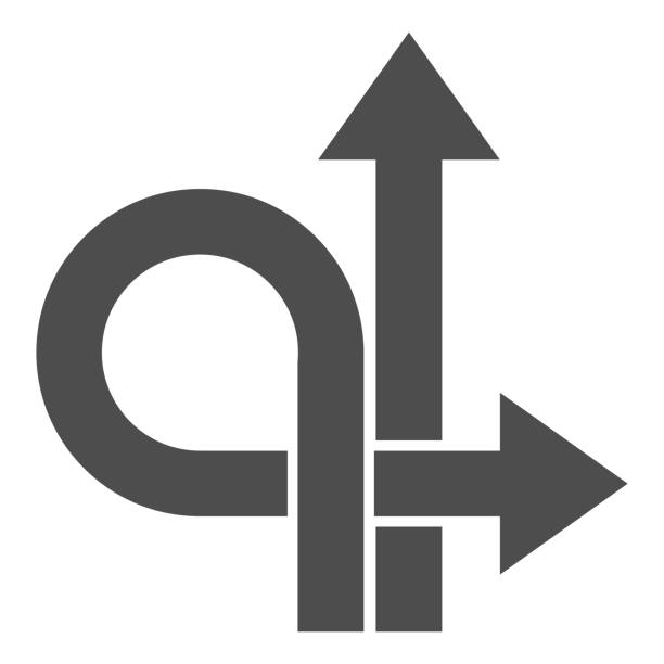 illustrazioni stock, clip art, cartoni animati e icone di tendenza di frecce dritte e ritorno indietro icona solida, concetto di traffico, segno a u su sfondo bianco, vai dritto o torna indietro icona in stile glifo per il concetto mobile e il web design. grafica vettoriale. - via immagine