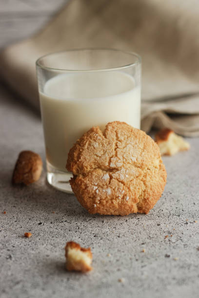 istock Tasty almond cookies with milk 1254030786