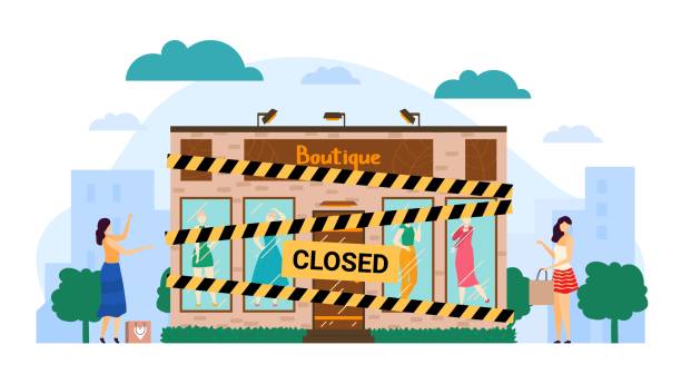 Empty Closed Bankrupted Boutique Vector Illustration Cartoon Flat Store Building With Yellow Black Bankrupt Closing Tape Isolated On White Stock Illustration - Download Image Now - iStock Empty Closed Bankrupted Boutique Vector Illustration Cartoon Flat Store Building With Yellow Black Bankrupt Closing Tape Isolated On White Stock Illustration - Download Image Now - iStock