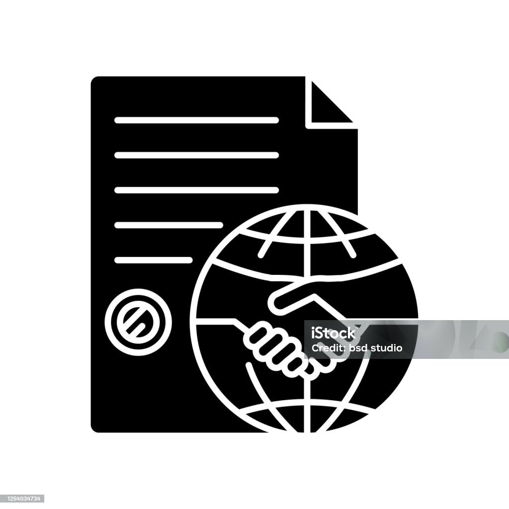 Perjanjian Perdagangan Internasional Ikon Glyph Hitam Kemitraan