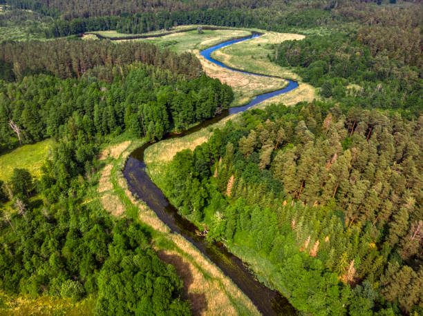 istock rural landscape with a small meandering river (aerial view) 1254037810