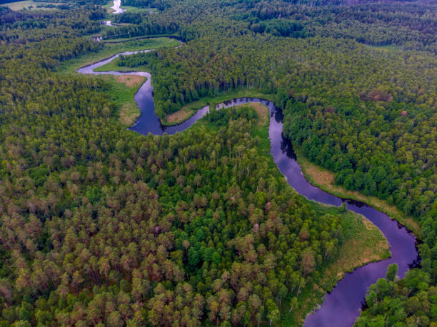 istock rural landscape with a small meandering river (aerial view) 1254037813