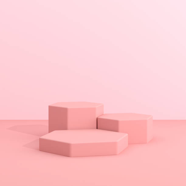 istock Abstract mock up of geometry podium, Minimal style. 3D rendering. 1254039300